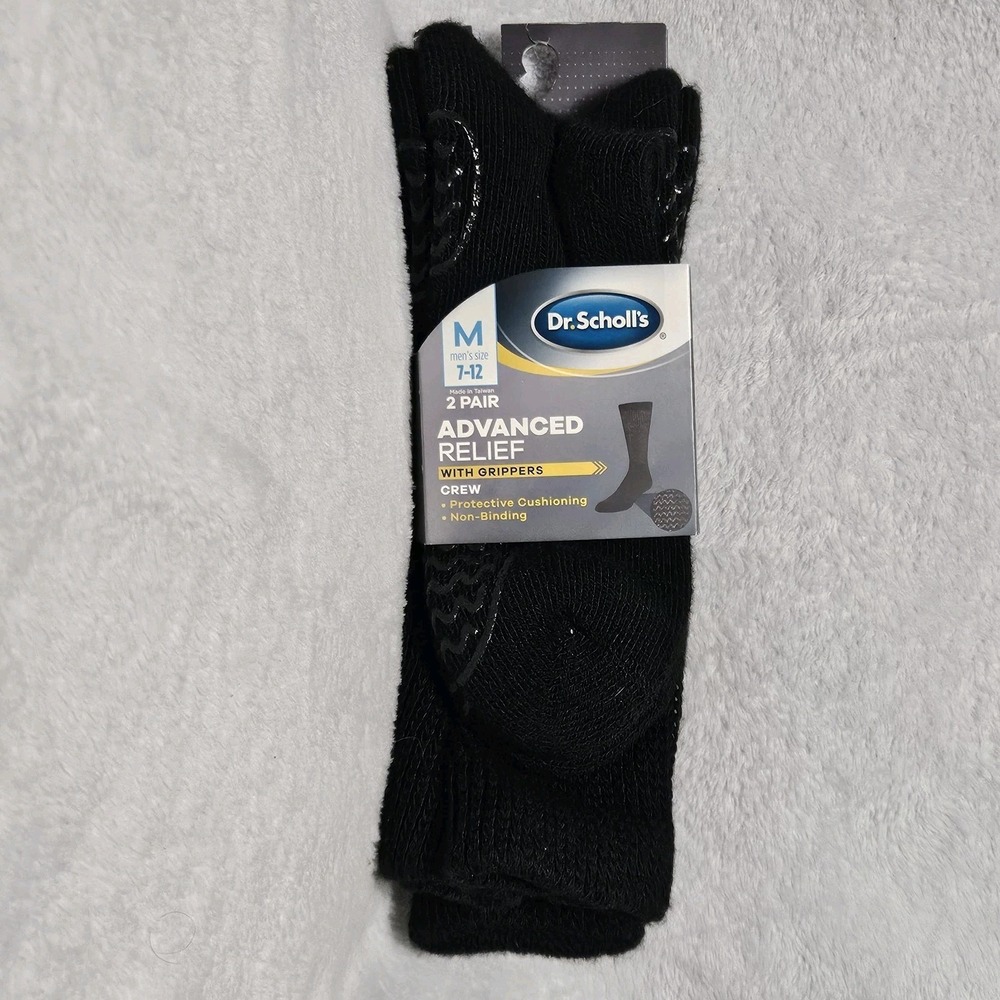 Dr. Scholl's Men's Advanced Relief Crew Gripper Socks 2 Pairs Size 7-12‎